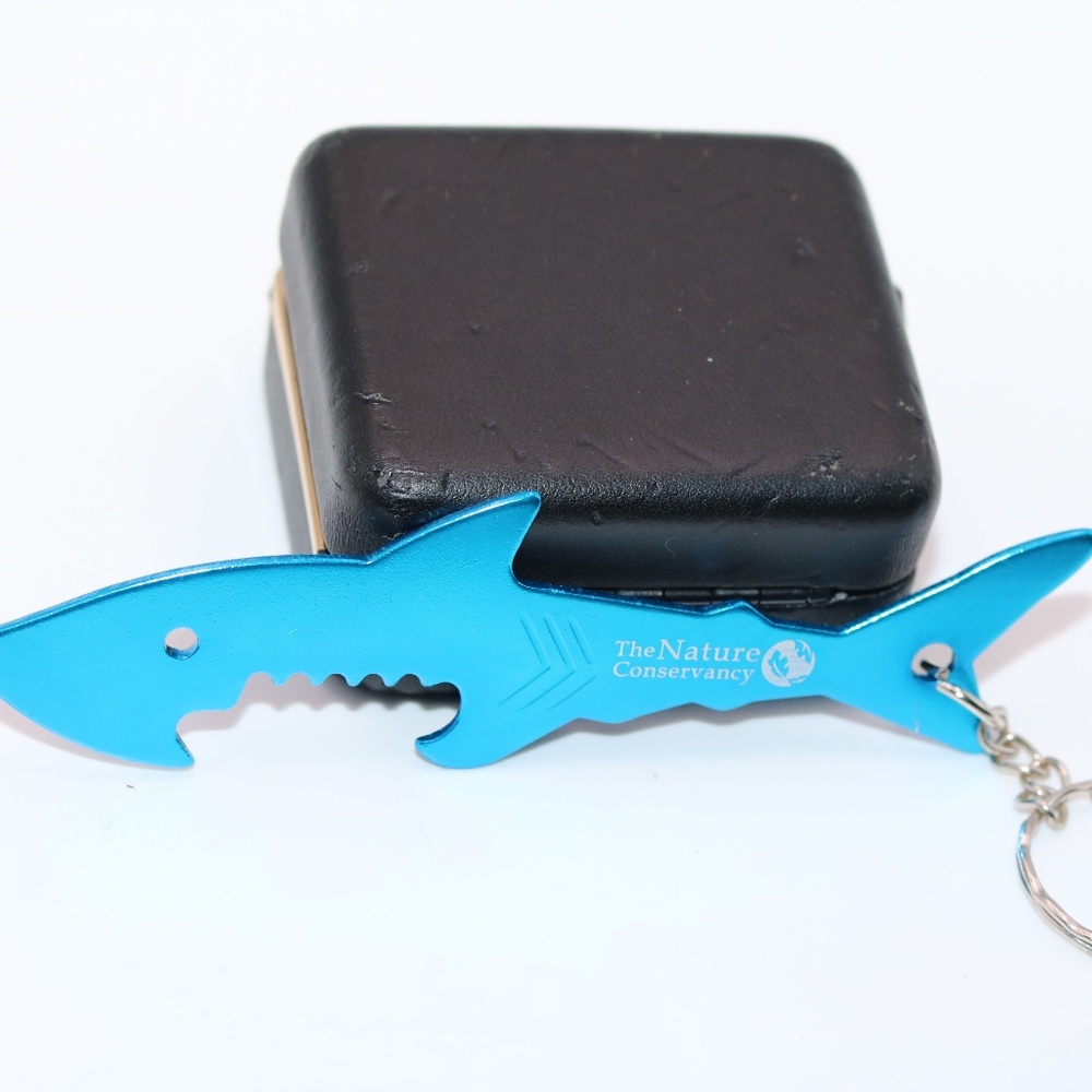 Shiny Silver Metal Bitten Fish Beer Bottle Opener Fisherman's Keychain / Charm